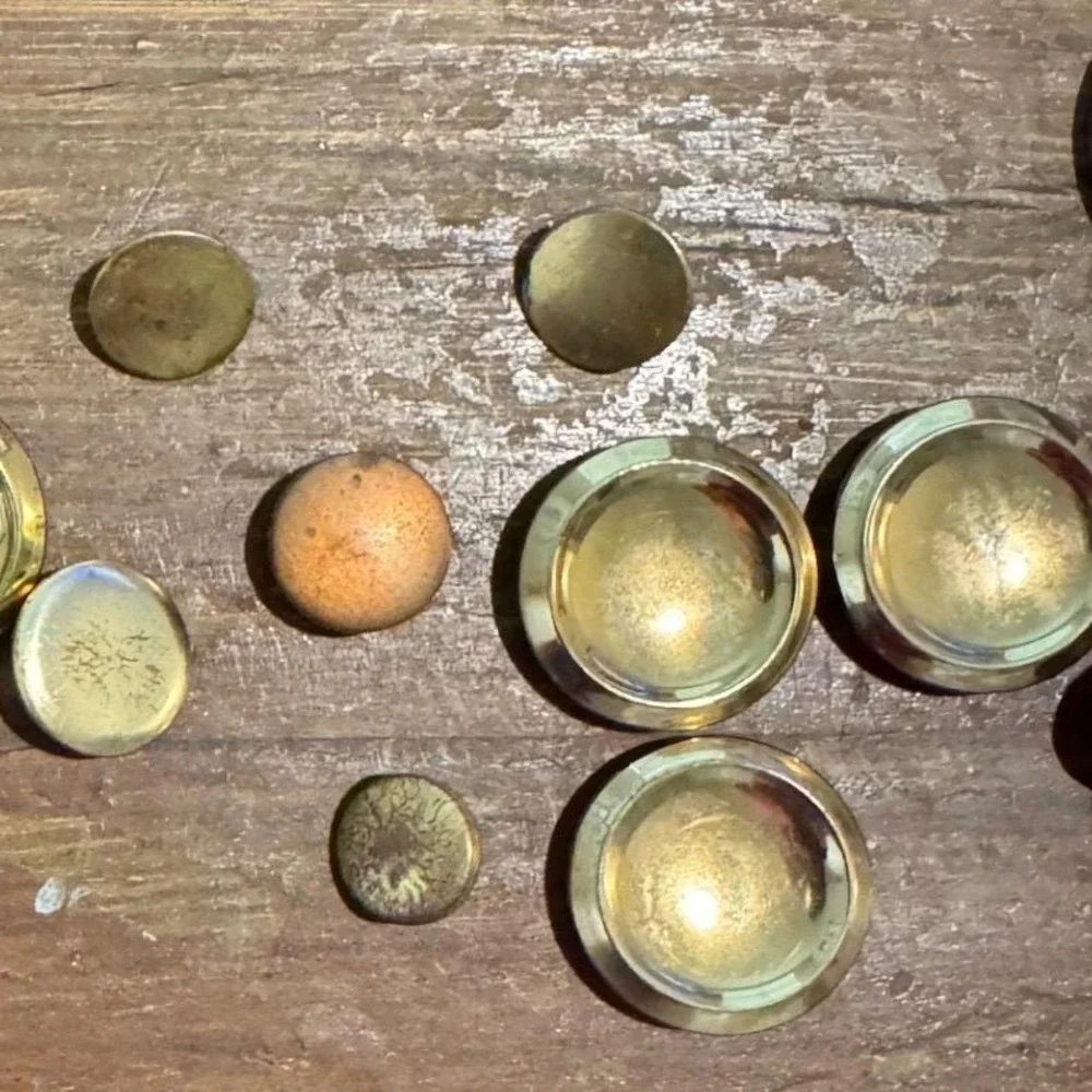 Vintage Mixed‎ Brass Gold Tone Buttons Lot Domed Blazer Flat Craft Sewing 15pc